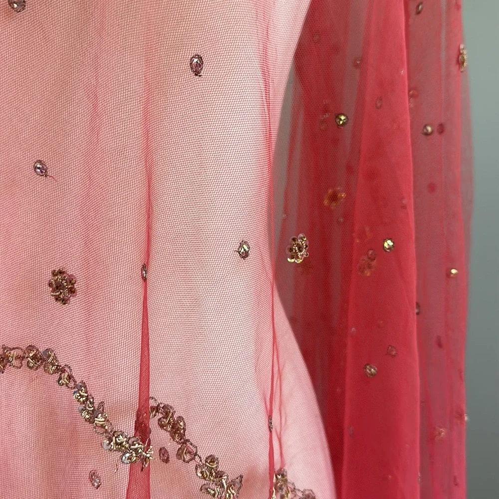 Golden Zardozi Pink Net Wrap - Picture 5 of 12